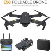 Resim Youtek E58 Tek Kamera Siyah Yeşil Jet Altın Kenarli Çift Kanatlı Uçak, 3 Pil İle 120m Yükseklik, 4k Hd İzleme, Hafif Ve Dayanıklı Drone 
