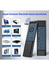Resim İdragon M3 Akıllı Kumanda Air Mouse & Kablosuz Klavye, 6 Eksenli Jiroskop, Ir Öğrenme, Bluetooth & 2.4 Ghz, 7 Renk Arka Aydınlatma 