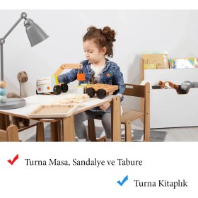 Resim Minera 2-4 Yaş Turna Model Çocuk Çalışma Oyun Masa Sandalye Tabure ve Kitaplık Seti 