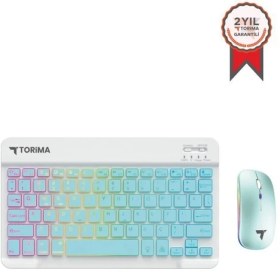 Resim Torima Tmk-09 Mavi Şarj Edilebilir Rgb Işıklı Kablosuz Klavye Mouse Seti 