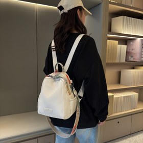 Resim Minimalist Katı Renk Küçük Sırt Çantası, Kadınlar İçin Çok Yönlü Günlük Kullanım İşçi Sırt Çantası 