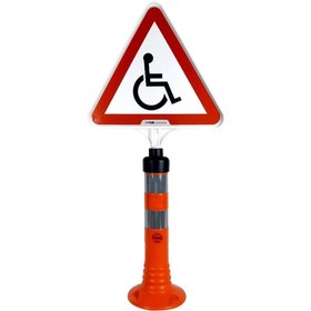 Resim İleri Trafik Engelli Park Yeri Üçgen Uyarı Levhalı Delinatör Seti Turuncu 