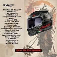 Resim SWAY SW 820 XAMURAI FULL FACE KASK GREY RED SİNTERCOM UYUMLU S BEDEN 