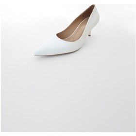 Resim Kadın Sivri Burun Alçak Topuklu Stiletto - Beyaz Beyaz Cilt 