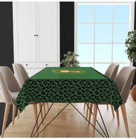 Resim Yeşil Büst Detaylı Masa Örtüsü İnce Keten Uluslararası Yıkama Ve Solmama Sertifikası Çok Renkli 