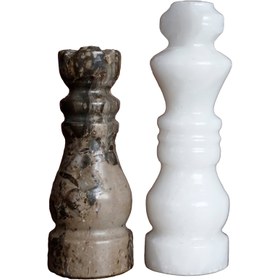 Resim El Yapımı Fosilli Doğal Taş Satranç Takımı – Premium Kalite - 20x20cm. 