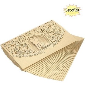Resim Novahub Altın Zeminli 20 Adet/takım Düğün Davetiye Kartı Kapağı İnci Kağıt Lazer Kesim Gelin Damat Desenli Davetiye Kartları Düğün Yıldönümü Malzemeleri 