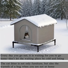 Resim 4 Mevsimlik Dış Mekan Kedi Evi, 10 Buz Paketi ile, Çerçeve/Tam Sezonluk, Geniş Kapalı Tasarım, Sıcak Dolgulu, Kolay Montaj, Havalandırmalı Kapılar/Pencereler, Küçük Evcil Hayvanlar İçin Dayanıklı İzolasyon Barınağı 