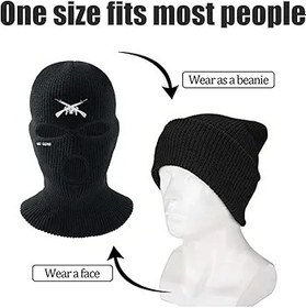 Resim Fauitay 3 delikli yün yün fırtına maskesi kayak maskesi açık hava kış şapka kayak maskesi yün motosiklet maskesi erkekler ve kadınlar için (siyah) 