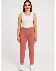 Resim Kadın Paçası Püskül Detaylı Jean Pantolon Pembe Pembe 