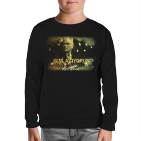 Resim Atatürk Siyah Çocuk Sweatshirt 