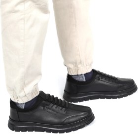 Resim Black Vein Tam Ortopedik Kauçuk Kaymaz Taban Deri Kışlık Erkek Ayakkabı 