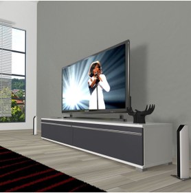Resim Decoraktiv Eko 140t Mdf Tv Ünitesi Tv Sehpası - Beyaz - Antrasit 