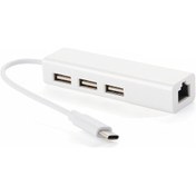 Resim Dofolink Usb-c'den Rj45'e Donüştürücü - Kablolu 100mbps Ağ Kartı Ve 3 Port Usb 3.0 Hub, Sürücü Gerektirmeyen Veri Aktarımı 