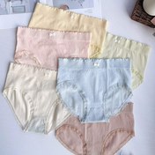 Resim 6 adet Dikişsiz Orta Yükselişli Kadın Külotu Dantel Kenarlı ve Fiyonk Detaylı - Rahat Kalıp, Pastel Renkler (Açık Sarı, Pembe-Beyaz, Nane Yeşili, Lavanta, Yumuşak Beyaz), Görünmez, Sadece Elde Yıkama 