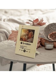 Resim Kişiye Özel Fotoğraflı Spotify Barkodlu Dekoratif Ahşap Çerçeve 
