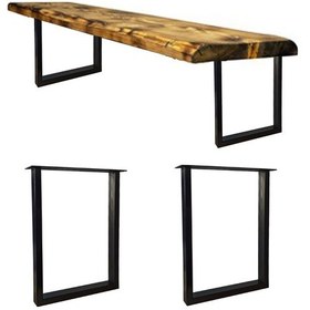 Resim Metal Ayak Ahşap Masif Kütük Orta Sehpa Bank Ayağı Profil Ayaklar 