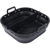 Resim Hava Fritöz Silikon Plaka Kare Yeniden Kullanılabilir Hava Fritöz Pişirme Aksesuarları Katlanabilir 8,5 Inç Airfryer Alet Pişirme Kalıbı Siyah (Yurt Dışından) 