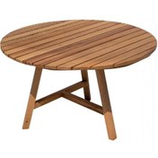 Resim Kapadokya 120 cm Yuvarlak Ahşap Bahçe Balkon Masası - Masif Kesta Ceviz 