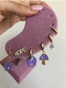 Resim tones official 6’lı Hope Yazılı Snapchat Figürlü Mantar Küpe Seti 
