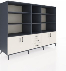Resim Kronos Dolap 11 Raflı 3 Çekmeceli 4 Kapaklı 220x59x163 Antrasit-a Antrasit-aytaşı 
