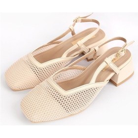 Resim Kadın Fileli Topuklu Sandalet A012-k001 Ten 