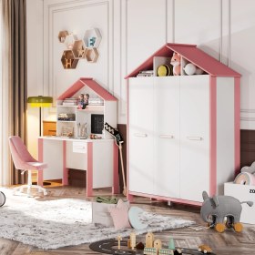 Resim Meltem Kids Cozy Pembe Çocuk Odası Üç Kapılı Dolap 