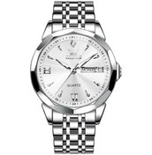 Resim Rogfer Olevs 9998 Erkekler Elmas Yüz Çift Takvim Su Geçirmez Kuvars Saat Beyaz Gümüş Çok Renkli Çok Renkli 