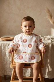 Resim Bebechi Savan Serisi Su Geçirmez Uzun Kollu Bebek Mama Önlüğü - Leke Tutmayan Ek Gıda Önlüğü - Aslan Figürlü 