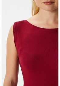 Resim Ritnice Kadın Nova Kayık Yaka Lux Touch Yumuşak Doku Kolsuz Bordo Bluz Bordo 