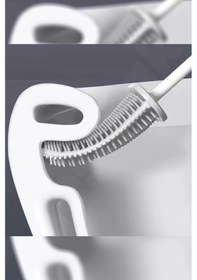 Resim Beyaz Yapışkanlı Duvar Monteli Silikon Tuvalet Fırçası 