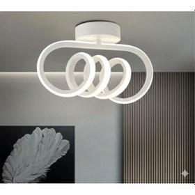 Resim Burgu Beyaz Tavana Sıfır Beyaz Led Işıklı Avize Beyaz 