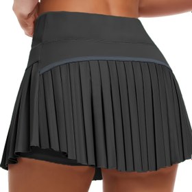 Resim Kadınlar için 2'si 1 arada Şeffaf Tenis Etek ve Şort - Yüksek Esneklik, Katlanabilir Tasarım, Spor ve Fitness için Hızlı Kuruyan Kumaş, Açık Hava Aktiviteleri, Spor Modası | Katlanabilir Etek | Esnek Kumaş 
