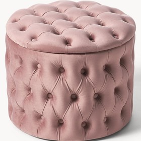 Resim Cara Kapitone Sandık Puf Pembe 