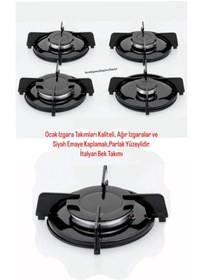 Resim Termikel Ocaklara Uyumlu Cam Ankastre Set Üstü Ocak Izgarası Aygaz Demiri Emaye Parlak 32 Parça 