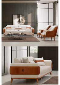 Resim Merino Koltuk Takımı 3+3+1+1 Krem Krem 