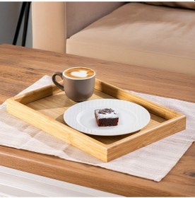 Resim Porsima Pbt-362 Ahşap Tepsi 2li Set Çay Kahve Bambu Sunumu Tepsi Seti Ahşap 