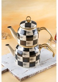 Resim Acar Qualita King Mini Beyaz Emaye Çaydanlık Takımı 