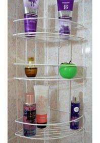 Resim Paslanmaz Üçlü 300x230x500 Banyo Köş Beyaz Rafı Şampuanlık Beyaz 
