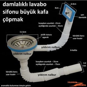 Resim Çöpmak Körüklü Sifon Yandan Damlalıklı Lavabo Gideri 