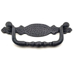 Resim Antika Tarz Dekoratif Pirinç Dövme Sallantı Kapı Kulbu - 43x118 Mm, Oksit 0.45 CM 