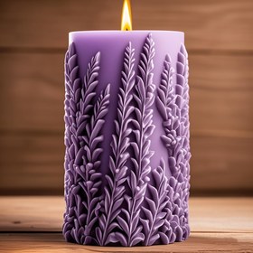 Resim DIY Aromaterapi için Lavanta Çiçekli Silikon Mum Kalıbı - Detaylı Yaprak Tasarımlı Mor Sütun Mumu, El Yapımı Mumlar İçin Şık El Aleti, DIY Mum Yapımı | Çiçek Desenli Mum Kalıbı | Silikon Kalıp, Mum Mum 