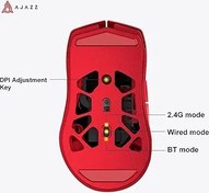Resim coverzone AJAZZ M259 Mouse Alüminyum Magnezyum Alaşımlı, Pixart PAW3395 Optik Sensör, 26000 DPI, 2.4Ghz / USB C Kablolu Fare (Kırmızı) 