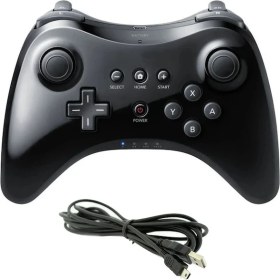 Resim Kepang Siyah-Kablosuz Klasik Pro Denetleyici Joystick Gamepad USB Kablosu Ile Nintendo Wii U Pro Için Kablosuz Denetleyici (Yurt Dışından) 