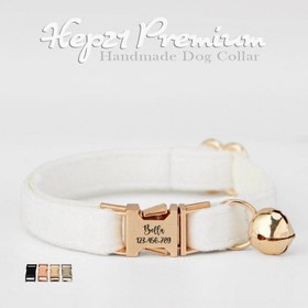 Resim Cat collar with bell named cat collar 745094 - White Collar / L 20-32cm 