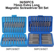Resim 36 adet/50 adet 75mm Ekstra Uzun Manyetik Tornavida Seti, Özel Şekilli Çapraz Yuvalı Altıgen U-şekilli Tornavida Uzatma Çubuğu Elektrikli Matkap Seti Aracı 