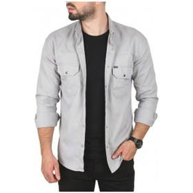 Resim Deep Sea Deepsea Erkek Açık Gri Büyük Beden Seçenekli Likralı Gabardin Spor Gömlek Dar Kalıp Çıt Çıt Kapamalı 2500423 
