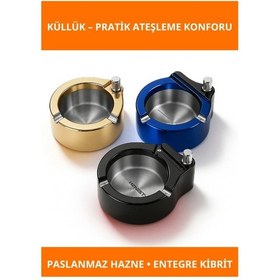 Resim Paslanmaz Çelik Şık Metal Kibritli Küllük 