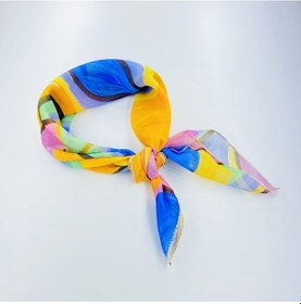 Resim Paredora Damla Desenli Turuncu Kare Fular Çok Renkli 