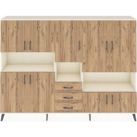 Resim Arges Dolap 13 Raflı 3 Çekmeceli 9 Kapaklı 220x30x163 Aytaşı-çam Atlas Çam - Aytası 